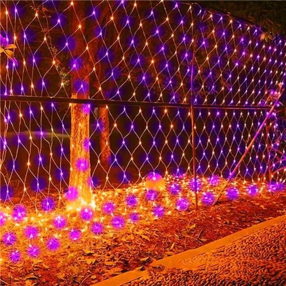 Halloween 200 LED Net Lights, 9.8 FT x 6.6 FT Connectable Mesh - Picture 1 of 7